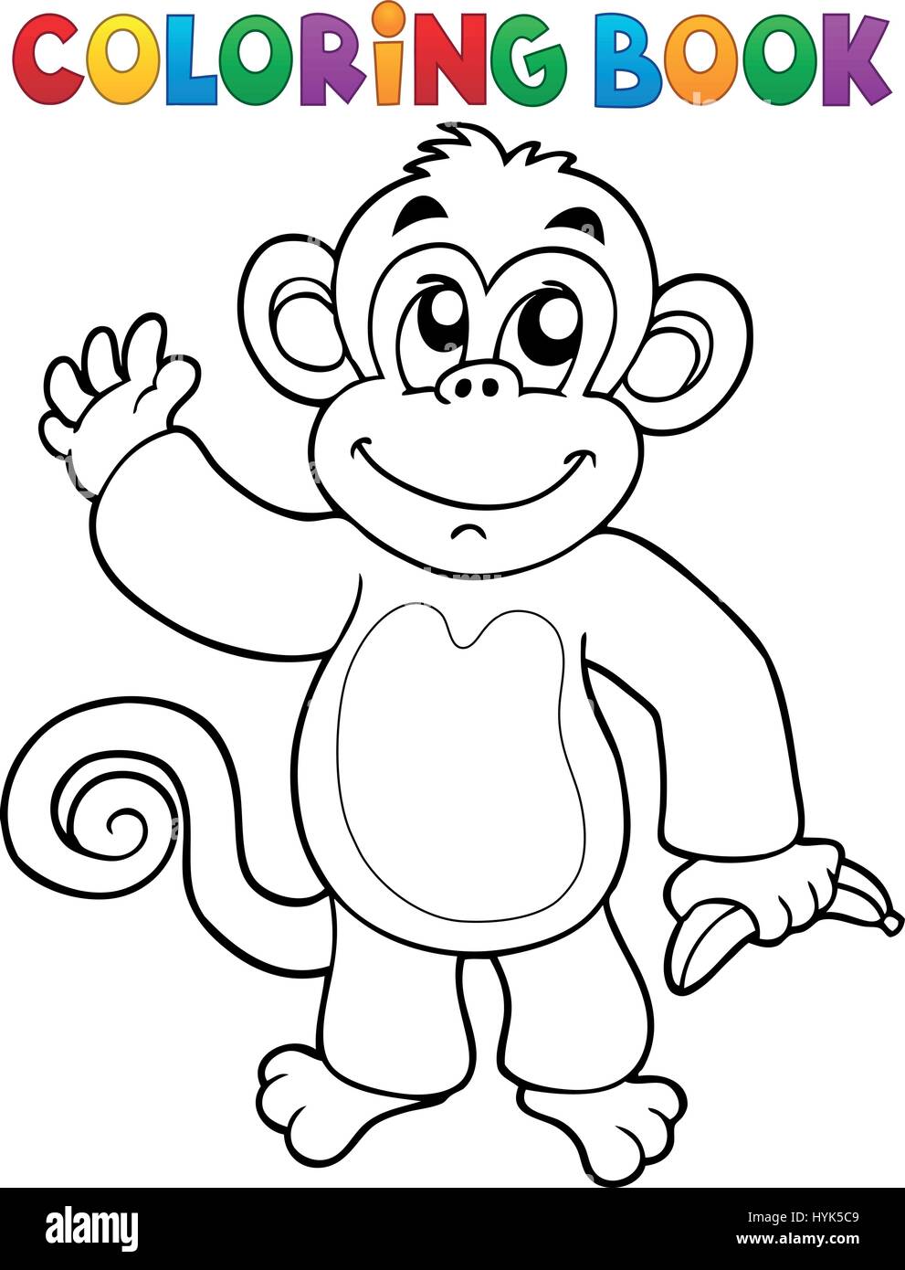 Coloring book monkey theme 3 - eps10 vector illustration Stock Vector ...