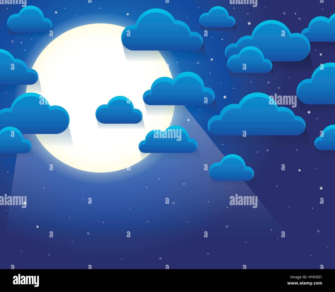 Night sky with stylized clouds theme 1 - eps10 vector illustration. Stock Vector