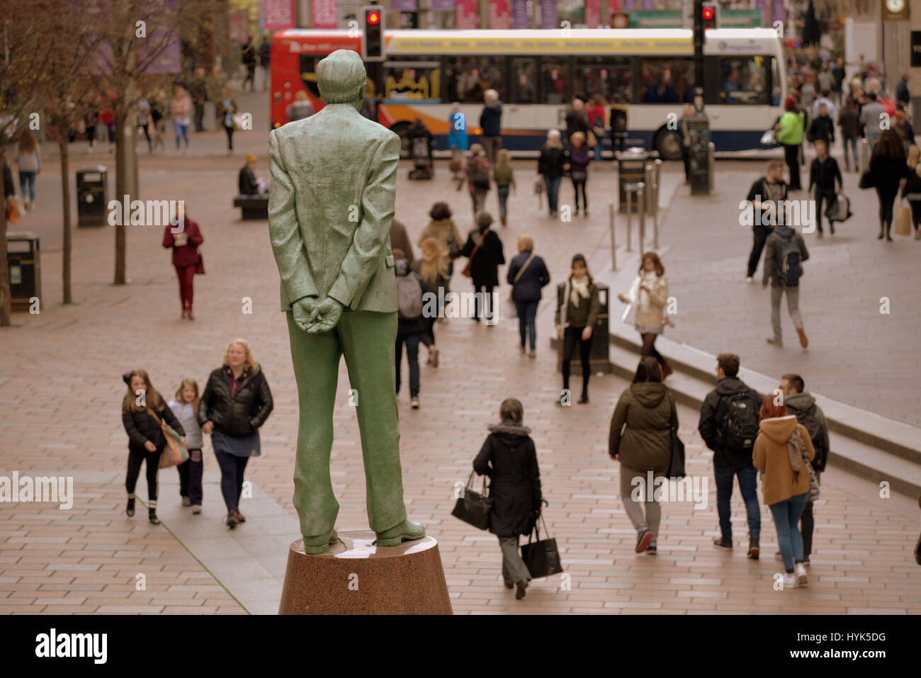 Donald Dewar statue Sauchiehall  Street steps Buchanan street Glasgow Stock Photo