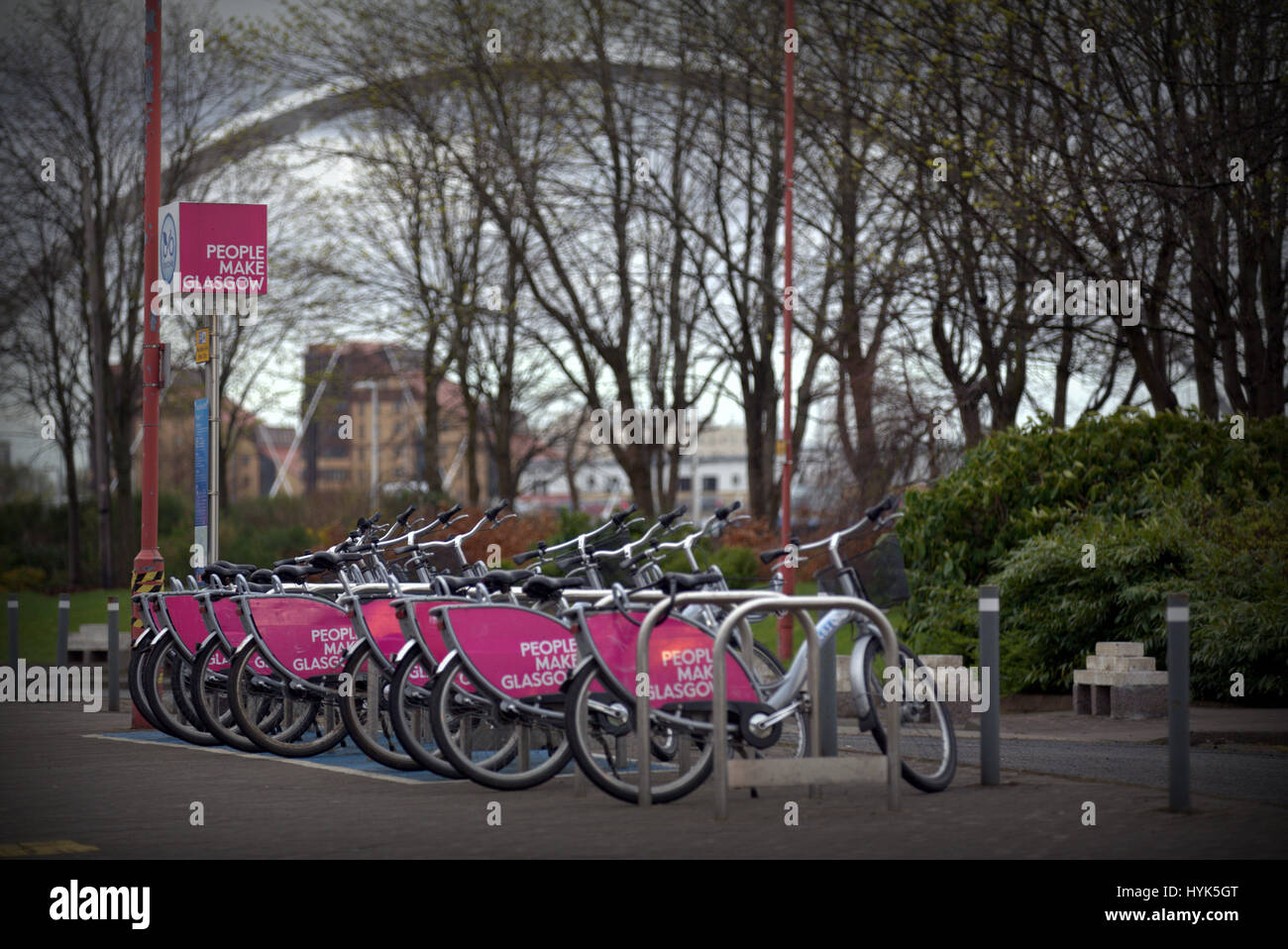 Nextbike Glasgow People Make Glasgow bikes at the secc in the shadow of