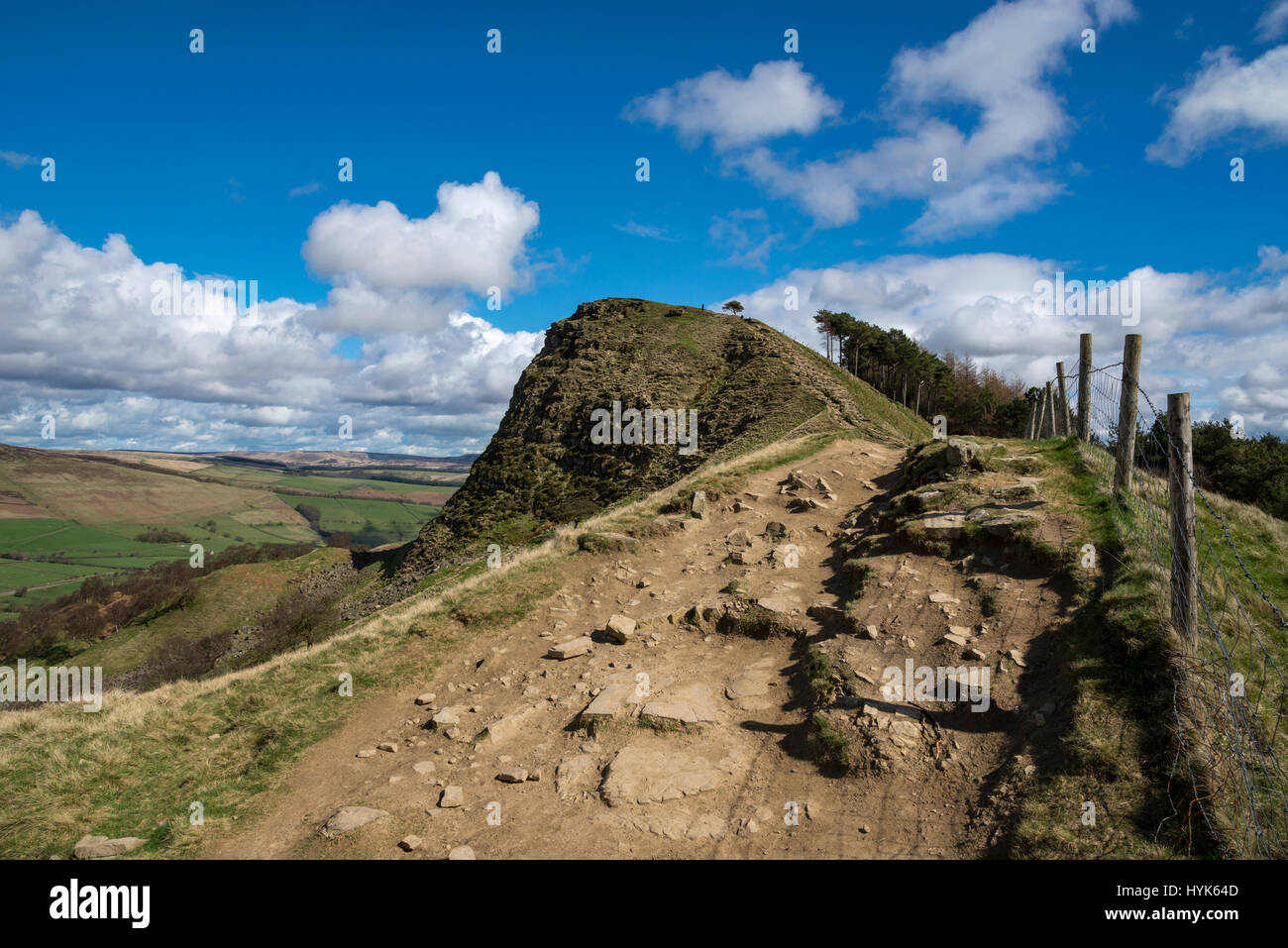 Back Tor Path Stony path leading up Back Tor in the Peak District national park ...