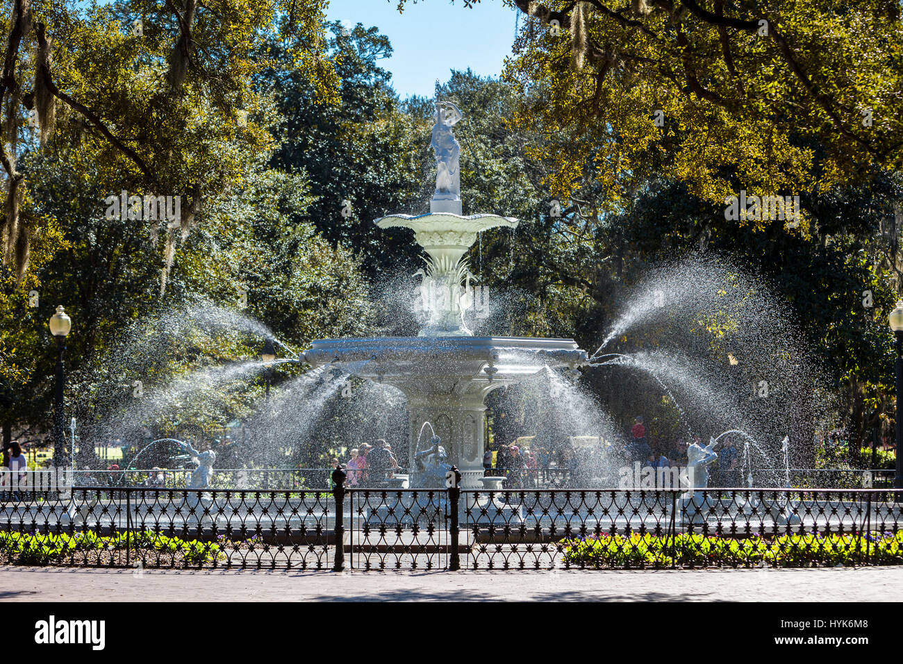 Savannah, Georgia.  Forsyth Park Fountain. Stock Photo