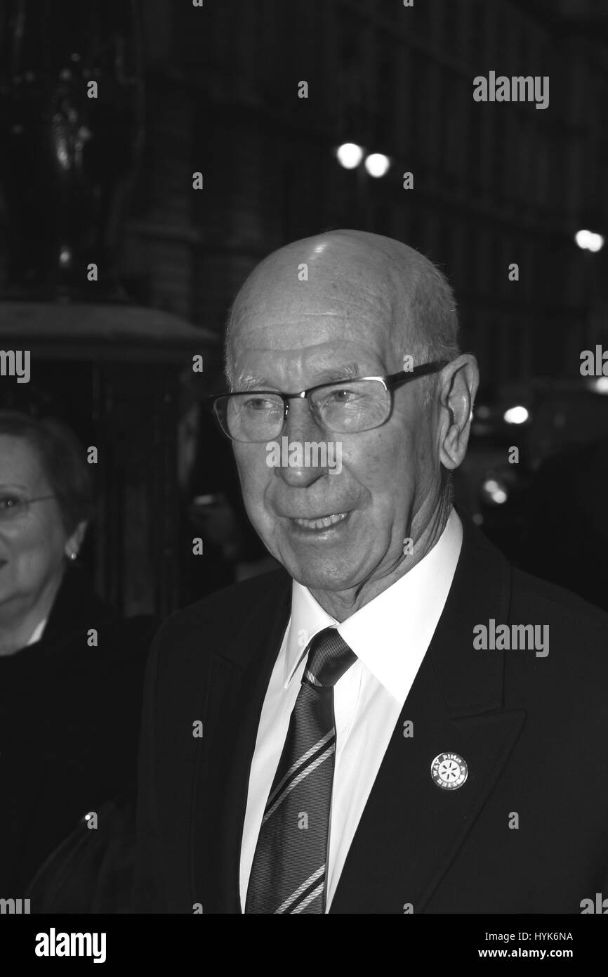 Bobby Charlton football legend pictured in Westminster, London ,UK. 14th March 2013. Sir Robert Charlton CBE. World Cup winning team in 1966. Bobby Charlton brother of Jack and Tommy. Russell Moore portfolio page. Stock Photo
