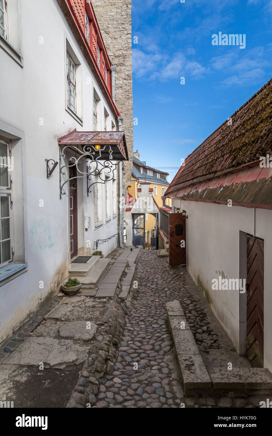 Streets of old Tallinn in Spring,Estonia Stock Photo