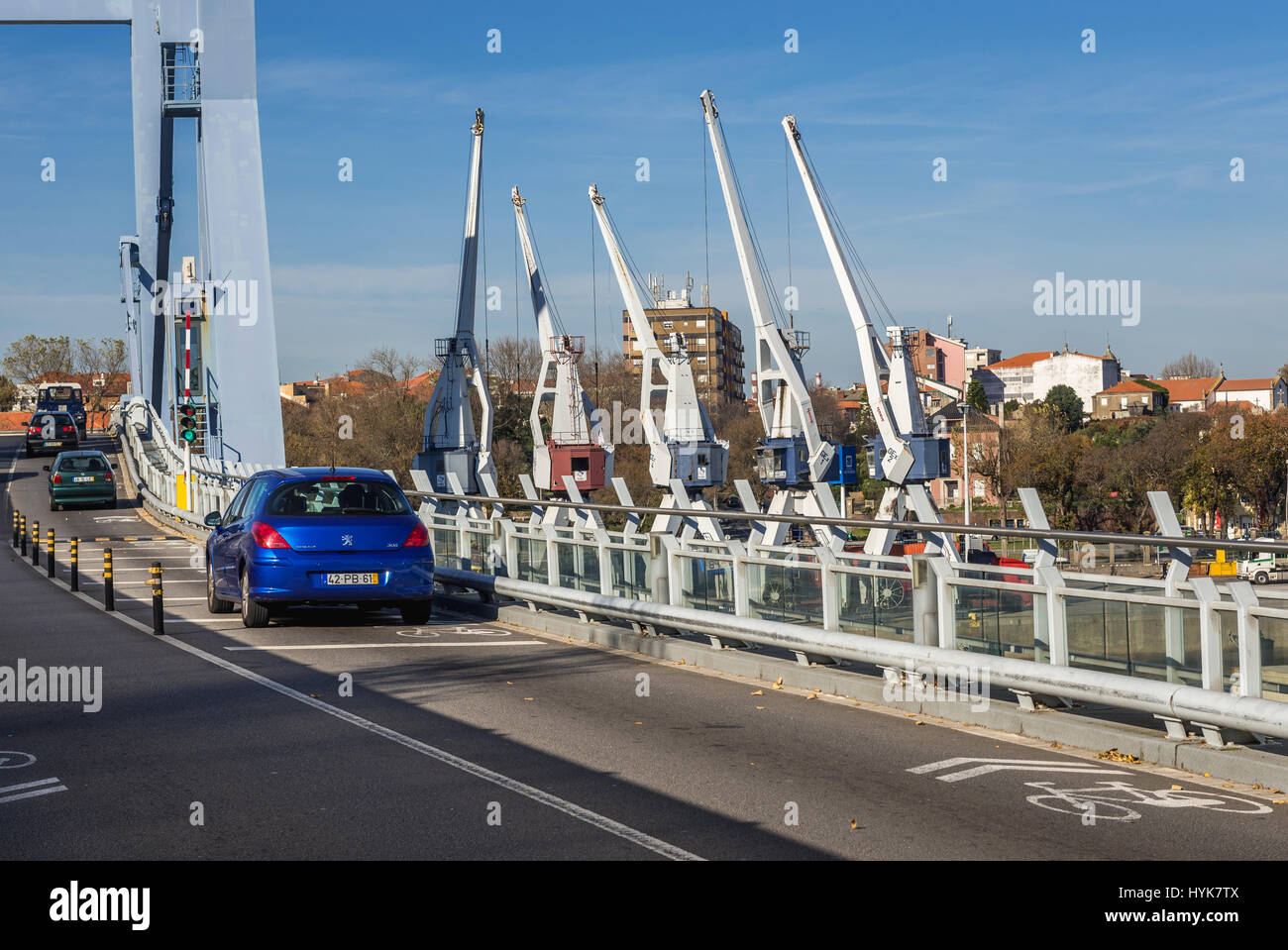 Movable bridge of Port of Leixoes in Matosinhos city, bordered with Porto, part of Grande Porto subregion in Portugal Stock Photo