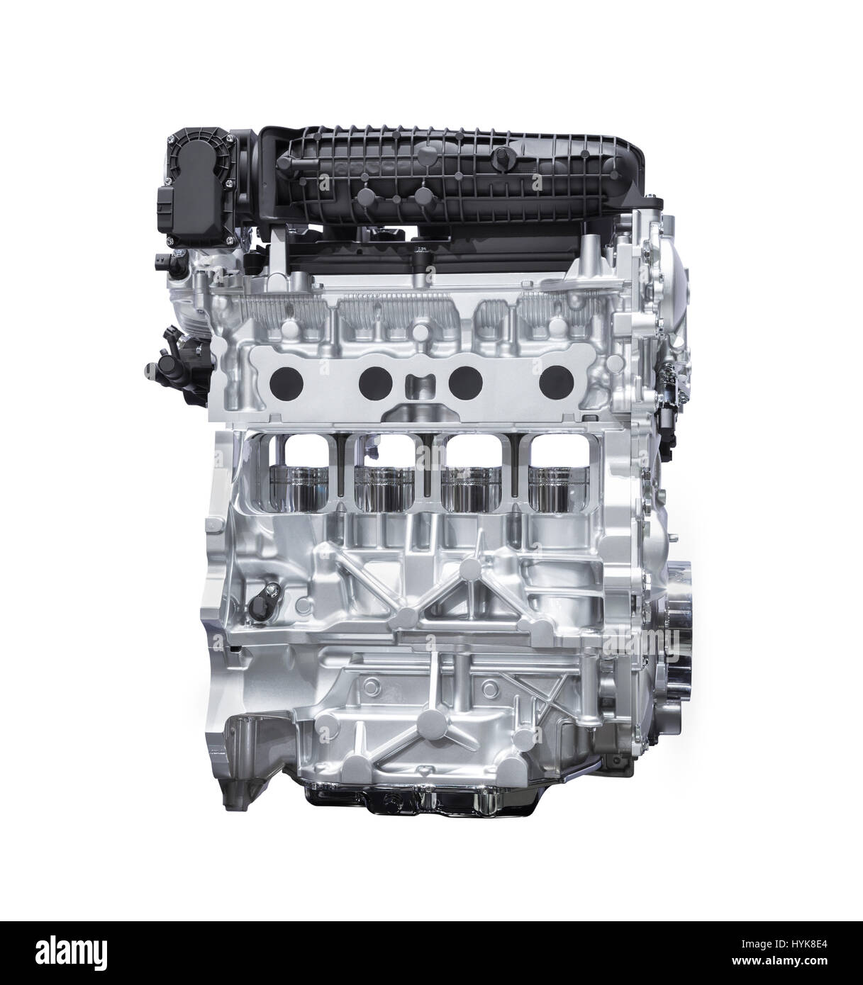 Hybrid car engine isolated on white background with clipping path Stock Photo