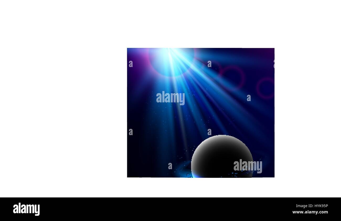 Shining vector blue color light effects with planet, glowing beams background ,space vector illustration Stock Vector