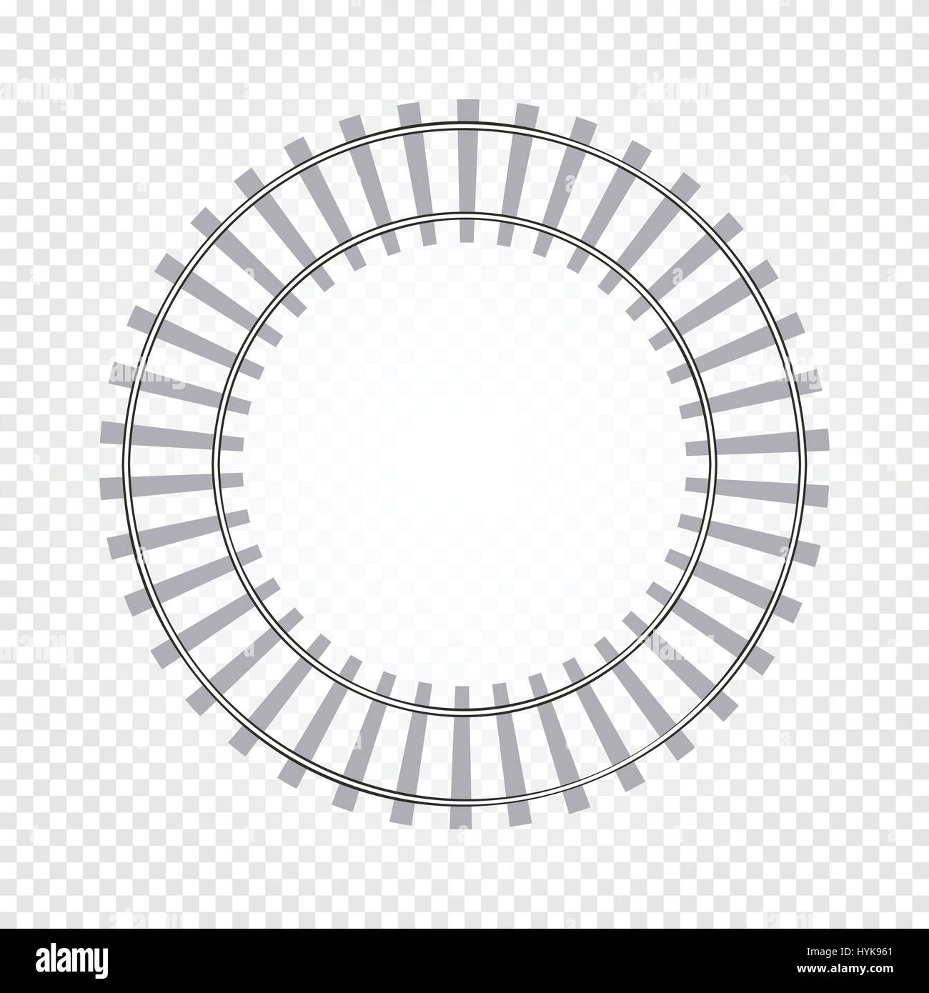 Isolated abstract grey color round shape railway road on checkered background, fencing vector illustration Stock Vector