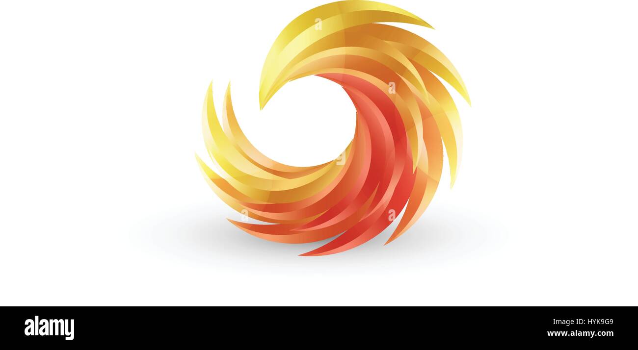 Phoenix bird and fire vector colorful icon. Abstract logo design in bright gradient colors Stock Vector