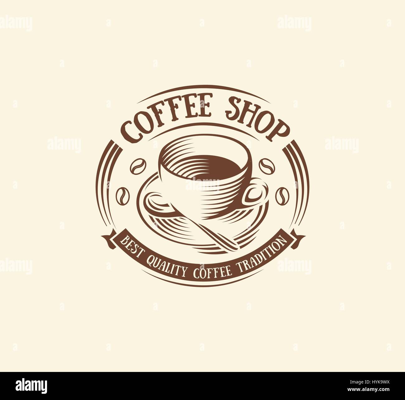 Isolated Abstract Brown Color Coffee Cup Logo Morning Drink Stock