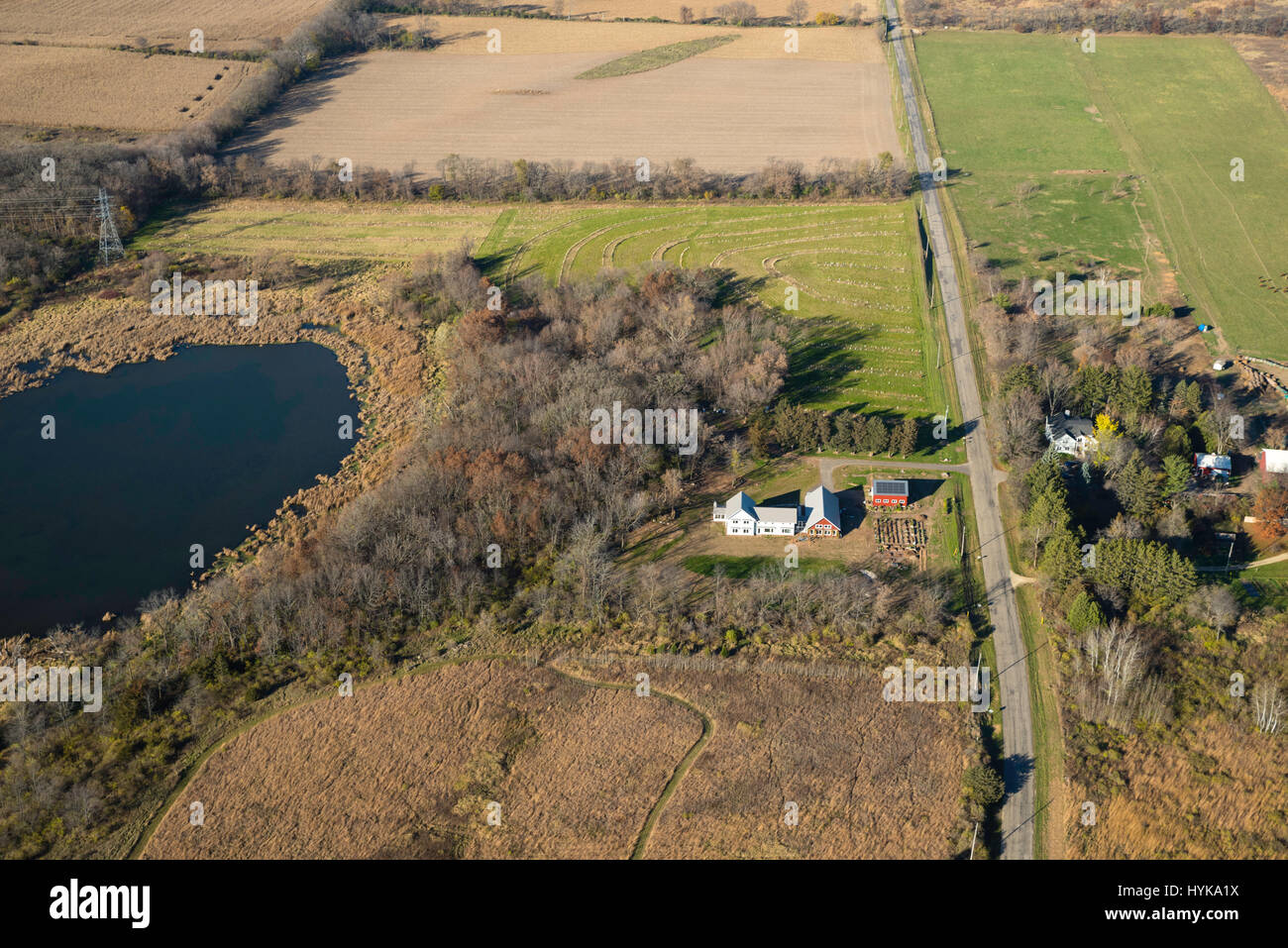 Aerial view of One Seed Farm, Oregon, Wisconsin, USA Stock Photo Alamy
