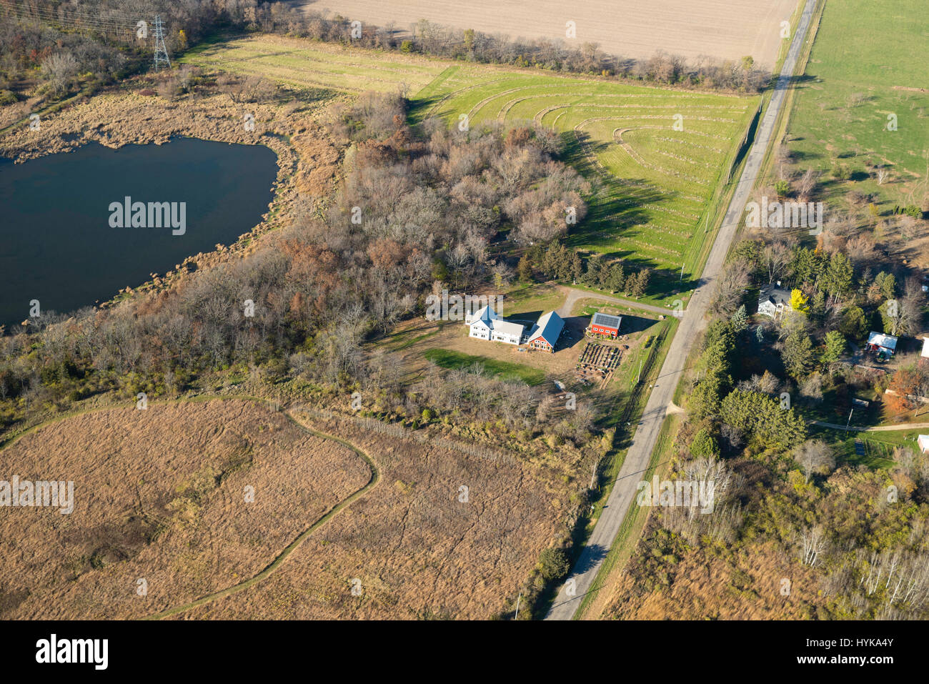 Aerial view of One Seed Farm, Oregon, Wisconsin, USA Stock Photo Alamy