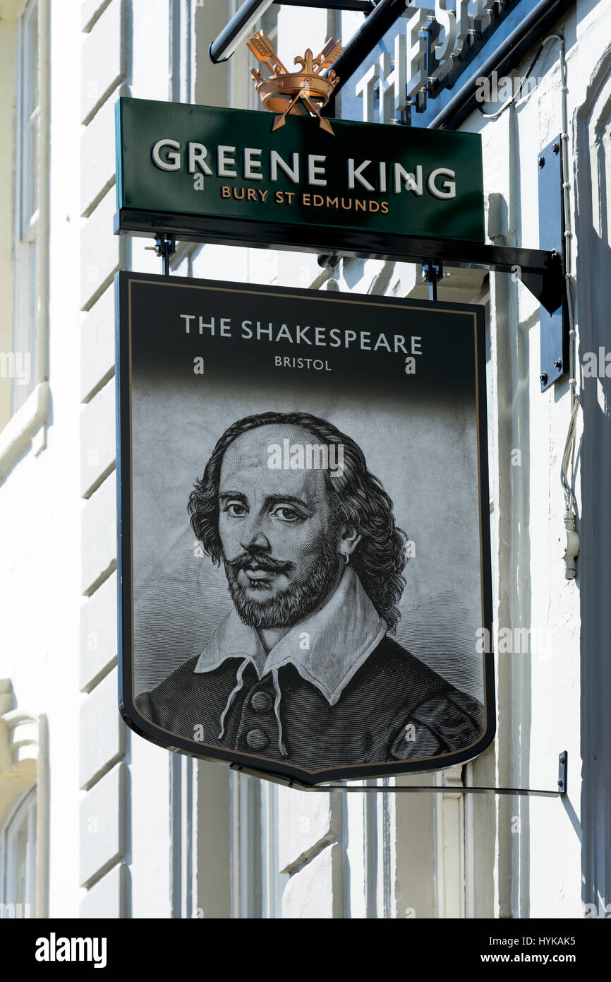 The Shakespeare pub sign, Bristol, UK Stock Photo