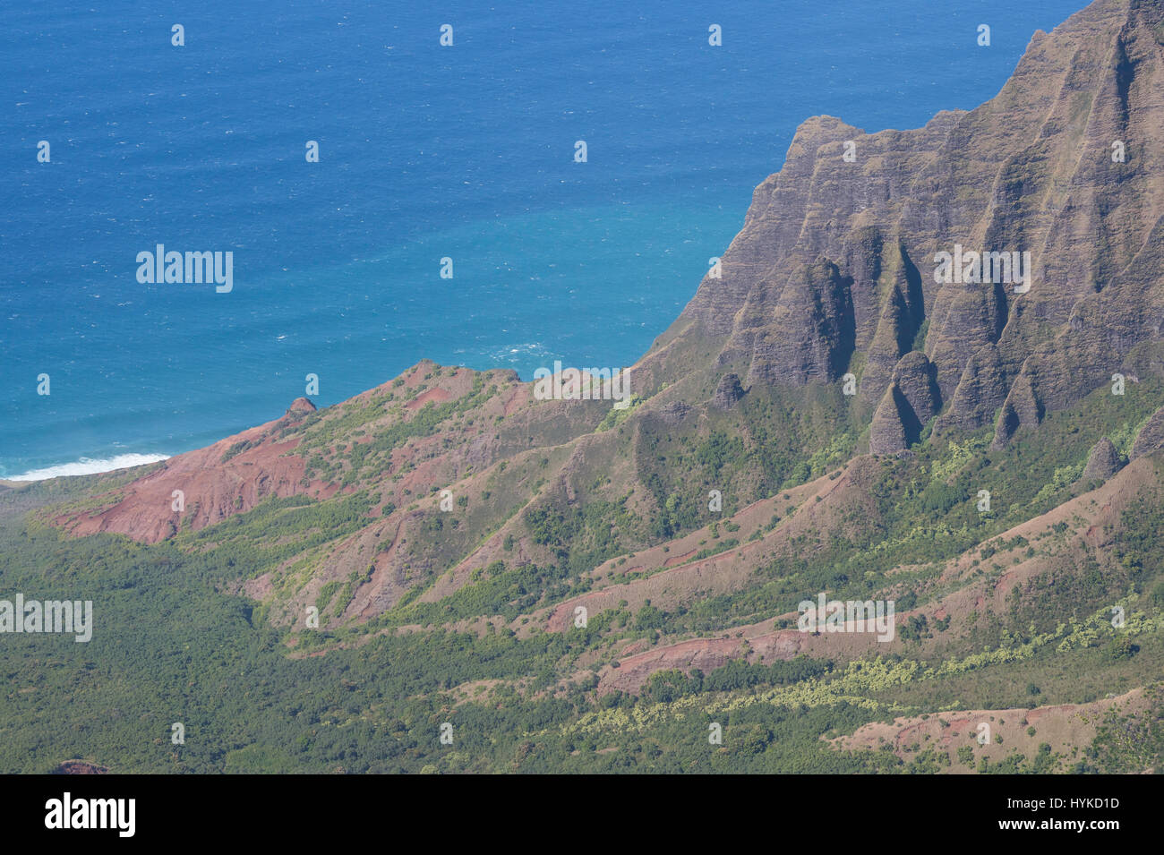 Mountains and ocean, Napali Coast from Kalalau Lookout, Koke'e State Park, Kauai, Hawaii, USA Stock Photo