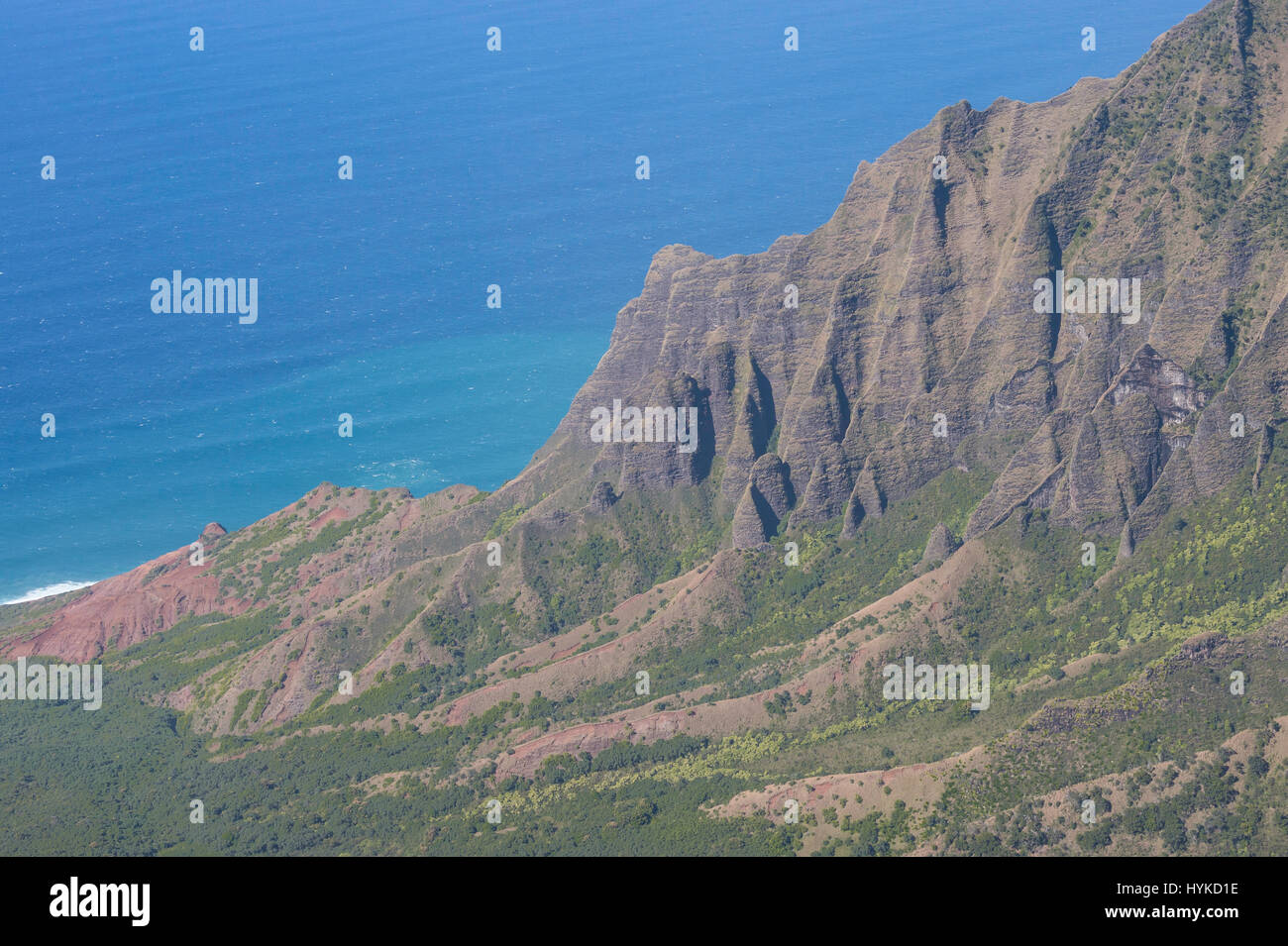 Mountains and ocean, Napali Coast from Kalalau Lookout, Koke'e State Park, Kauai, Hawaii, USA Stock Photo