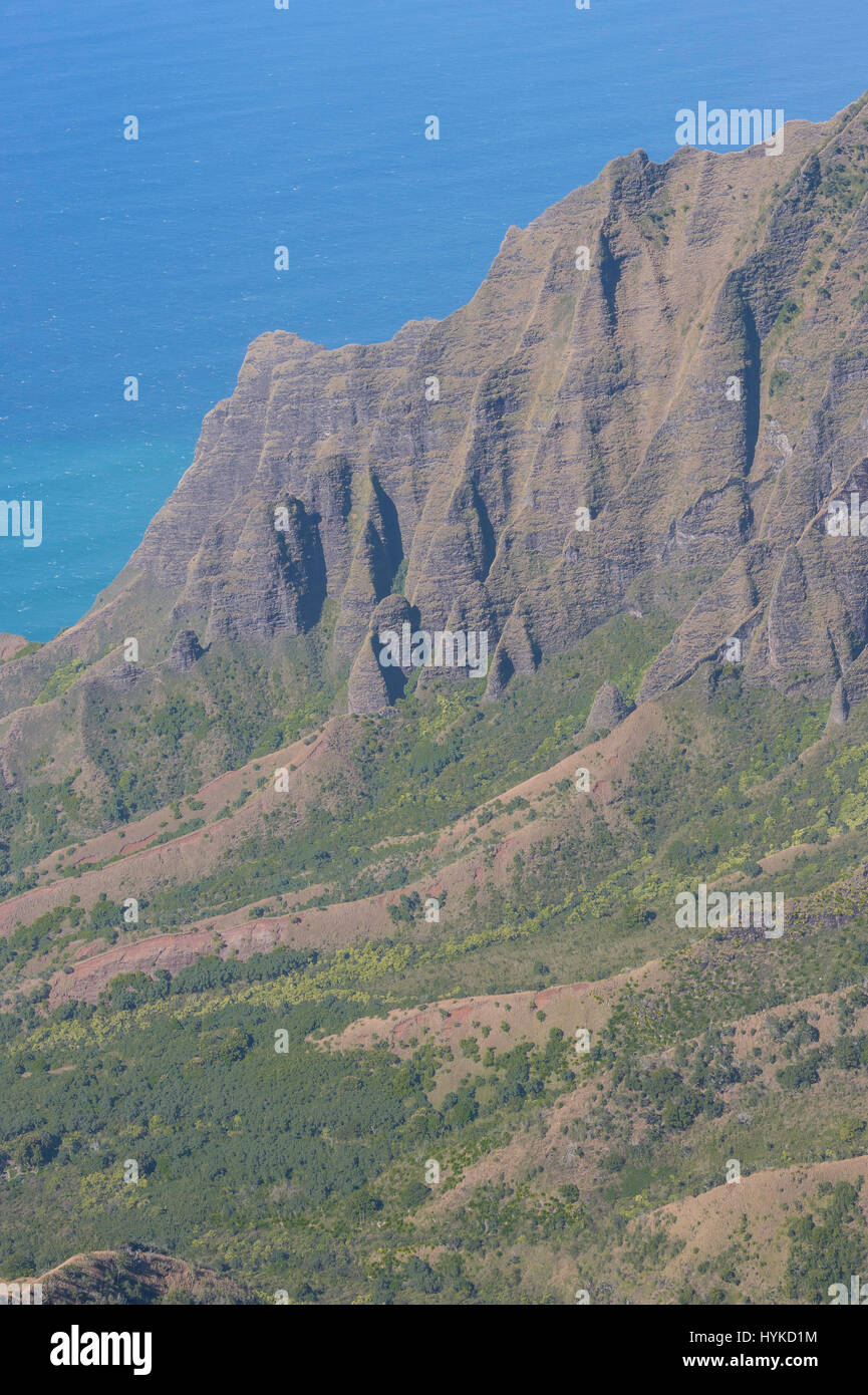 Mountains and ocean, Napali Coast from Kalalau Lookout, Koke'e State