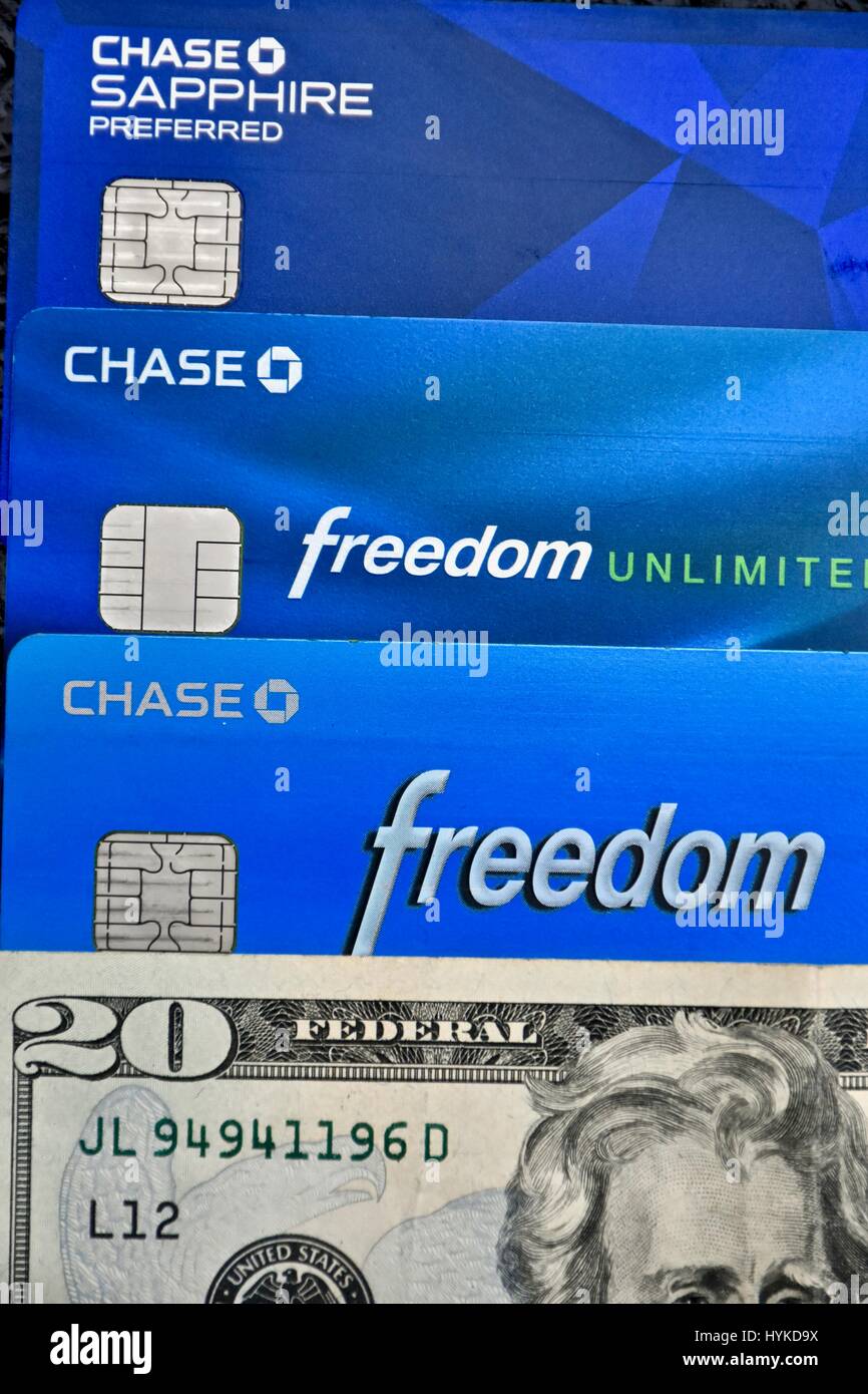 Chase bank reward credit cards with cash Stock Photo