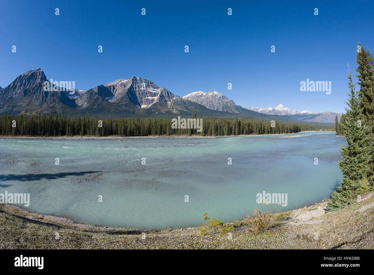 Athabasca River in Banff National Park, Alberta Canada Stock Photo