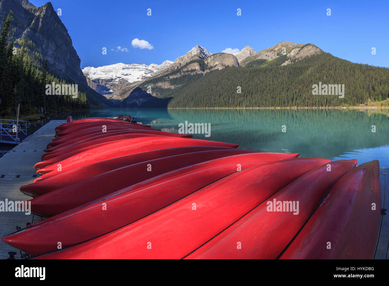 Rental canoes at Lake Louise, Banff National Park, Alberta, Canada