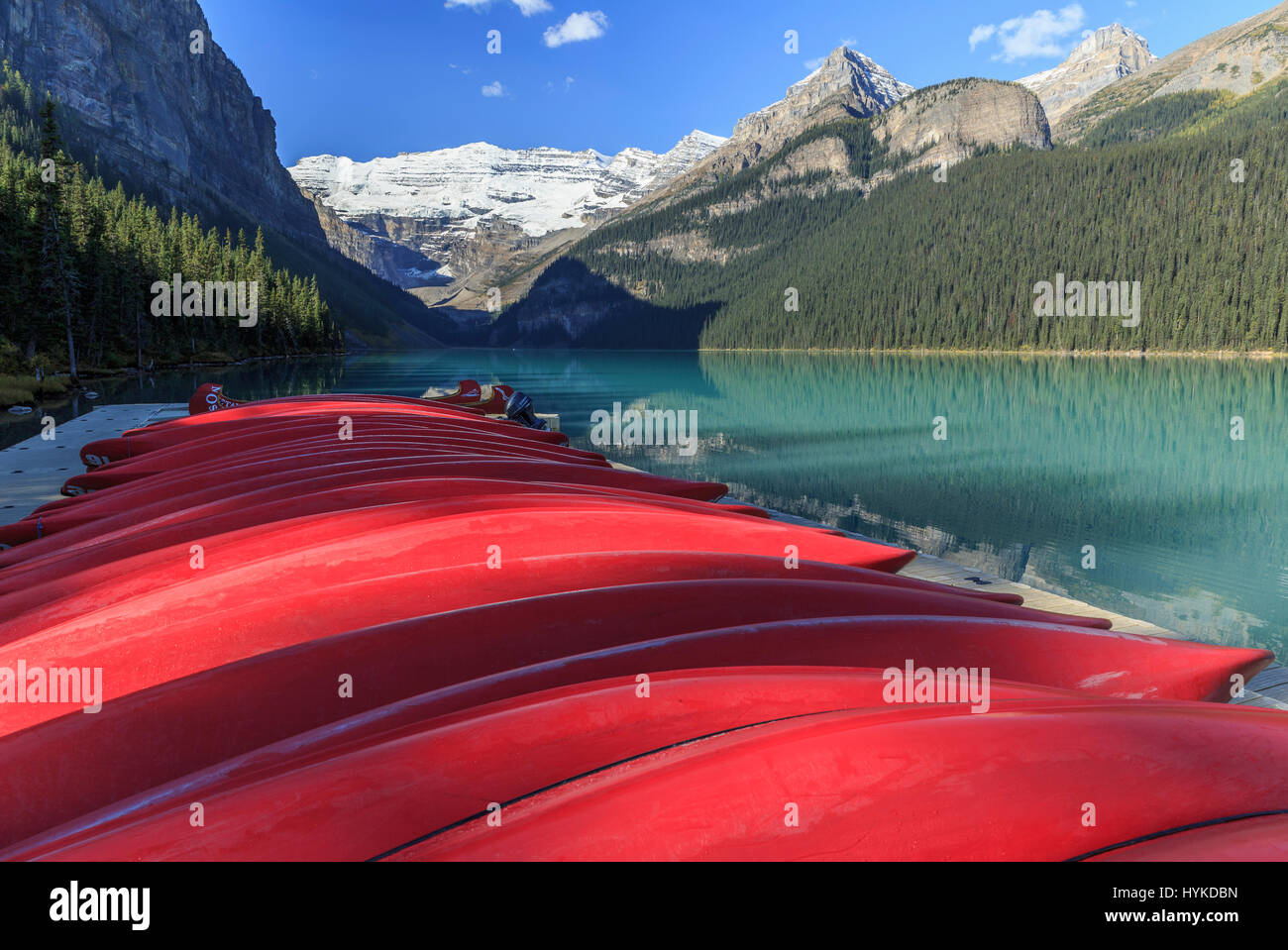 Rental canoes at Lake Louise, Banff National Park, Alberta, Canada