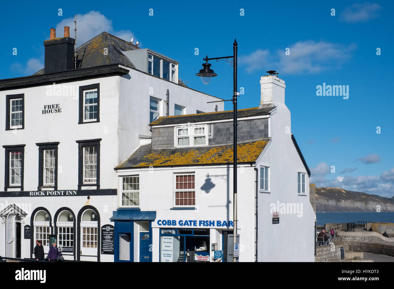 Pub and Fish and Chip Shop in Lyme Regis Stock Photo Alamy