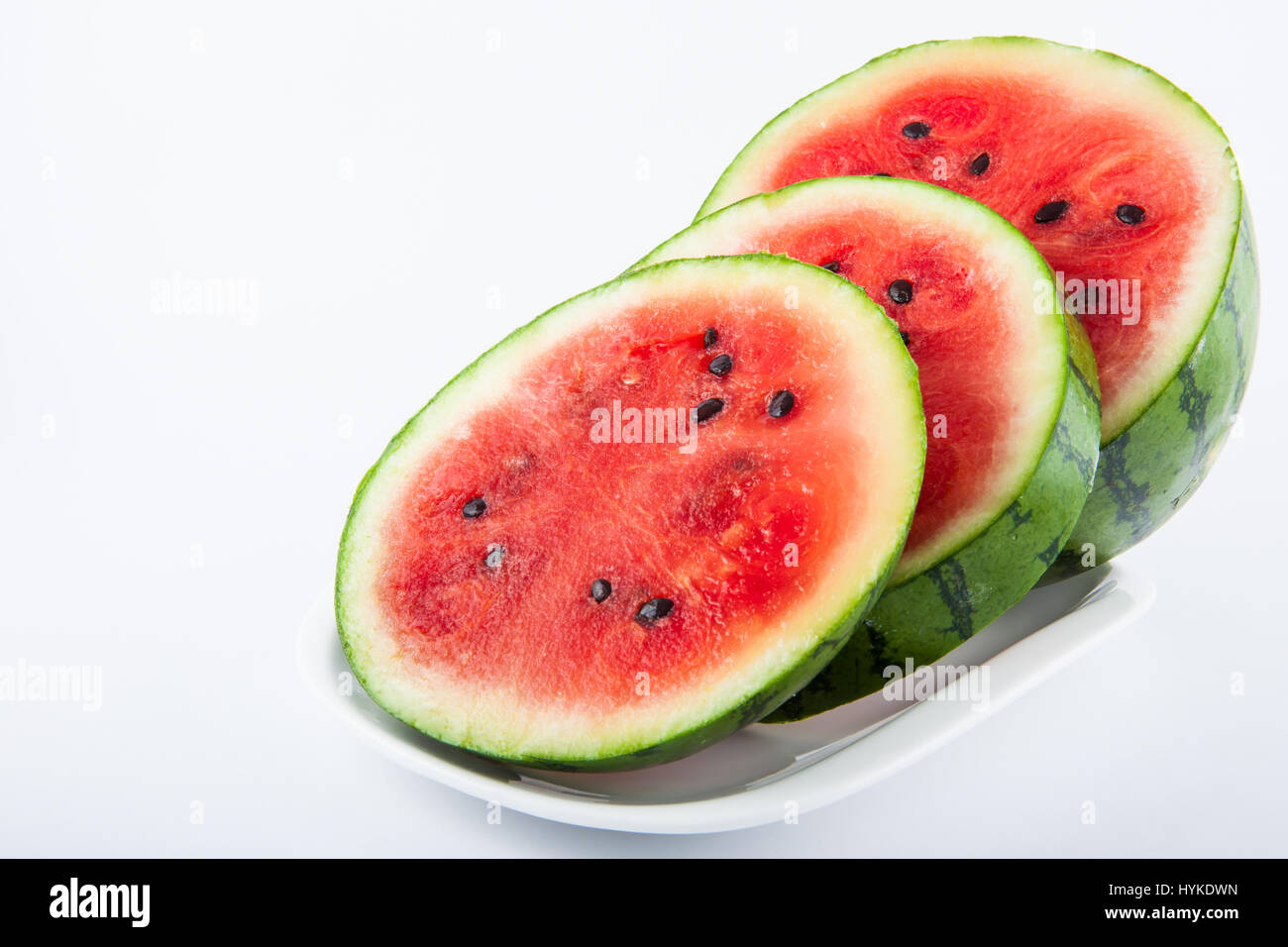 Watermelon (Citrullus lanatus) on white background Stock Photo