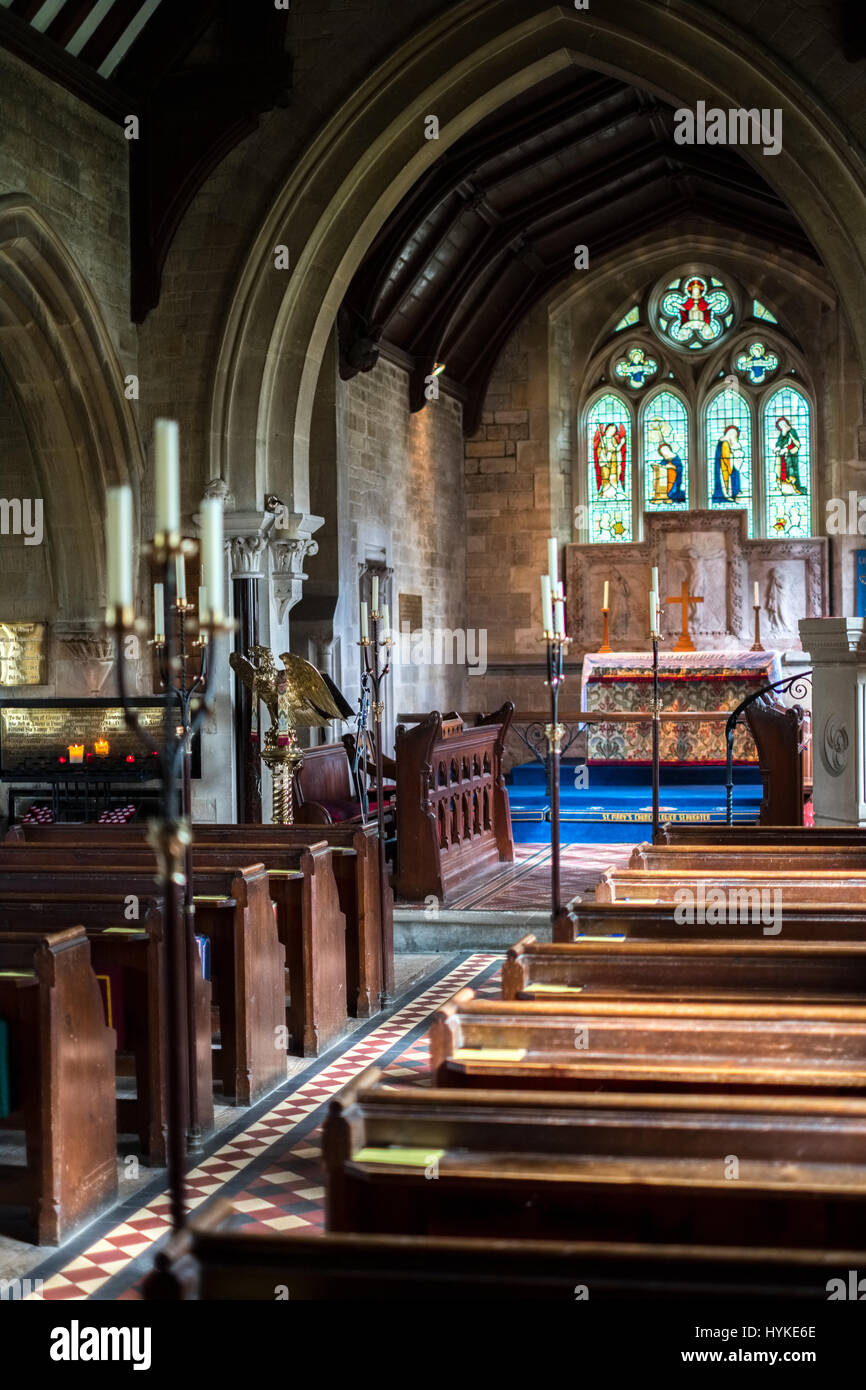 Interior View of St. Mary's Church in Lower Slaughter Stock Photo