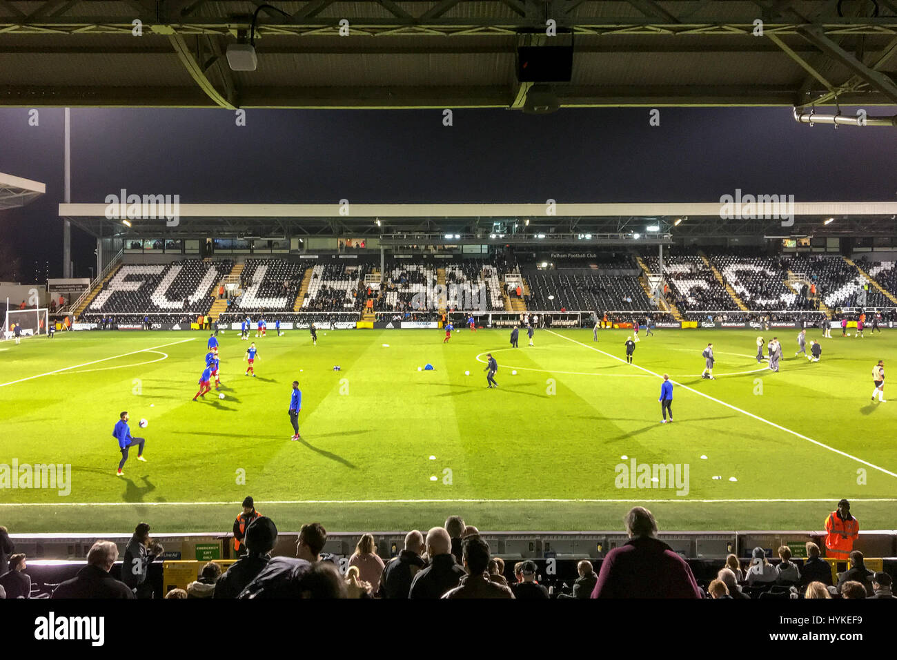 Pre Match Warm Up at Craven Cottage Stock Photo