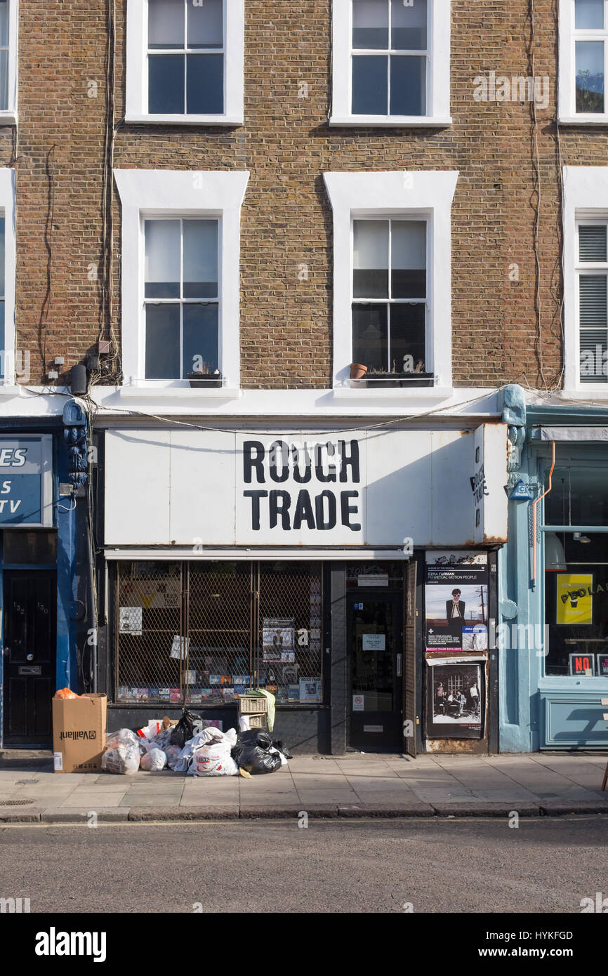The store was the first Rough Trade shop and opened at 202 Kensington Park Road in 1976.It later moved to 130 Talbot Road. Stock Photo