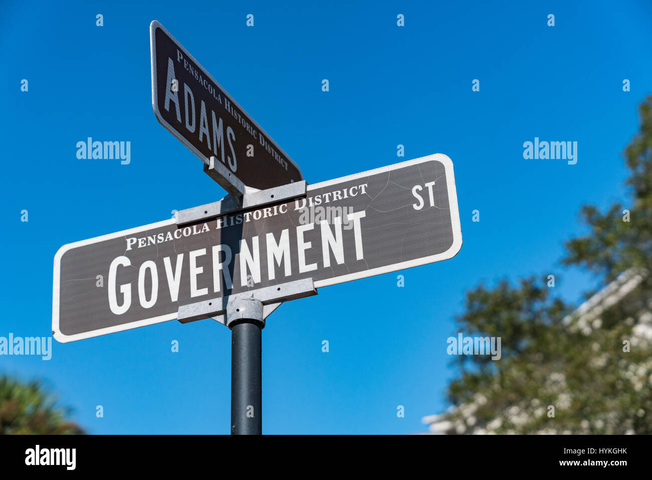 Signpost in the Pensacola Historic District, Florida Stock Photo Alamy