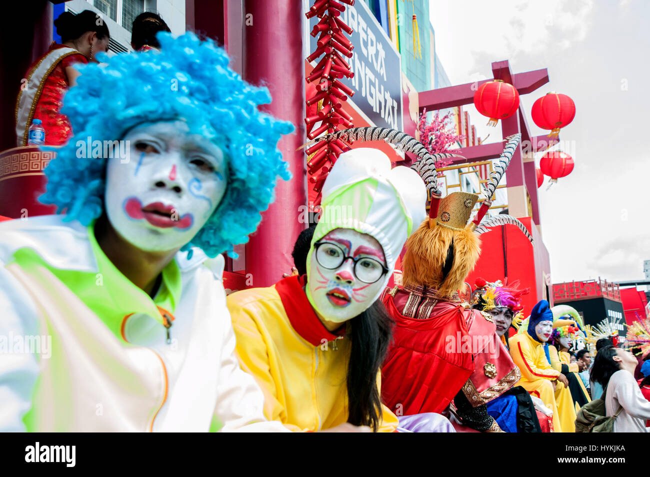 JAKARTA, INDONESIA - FEBRUARY 21: People wearing unique costumes during