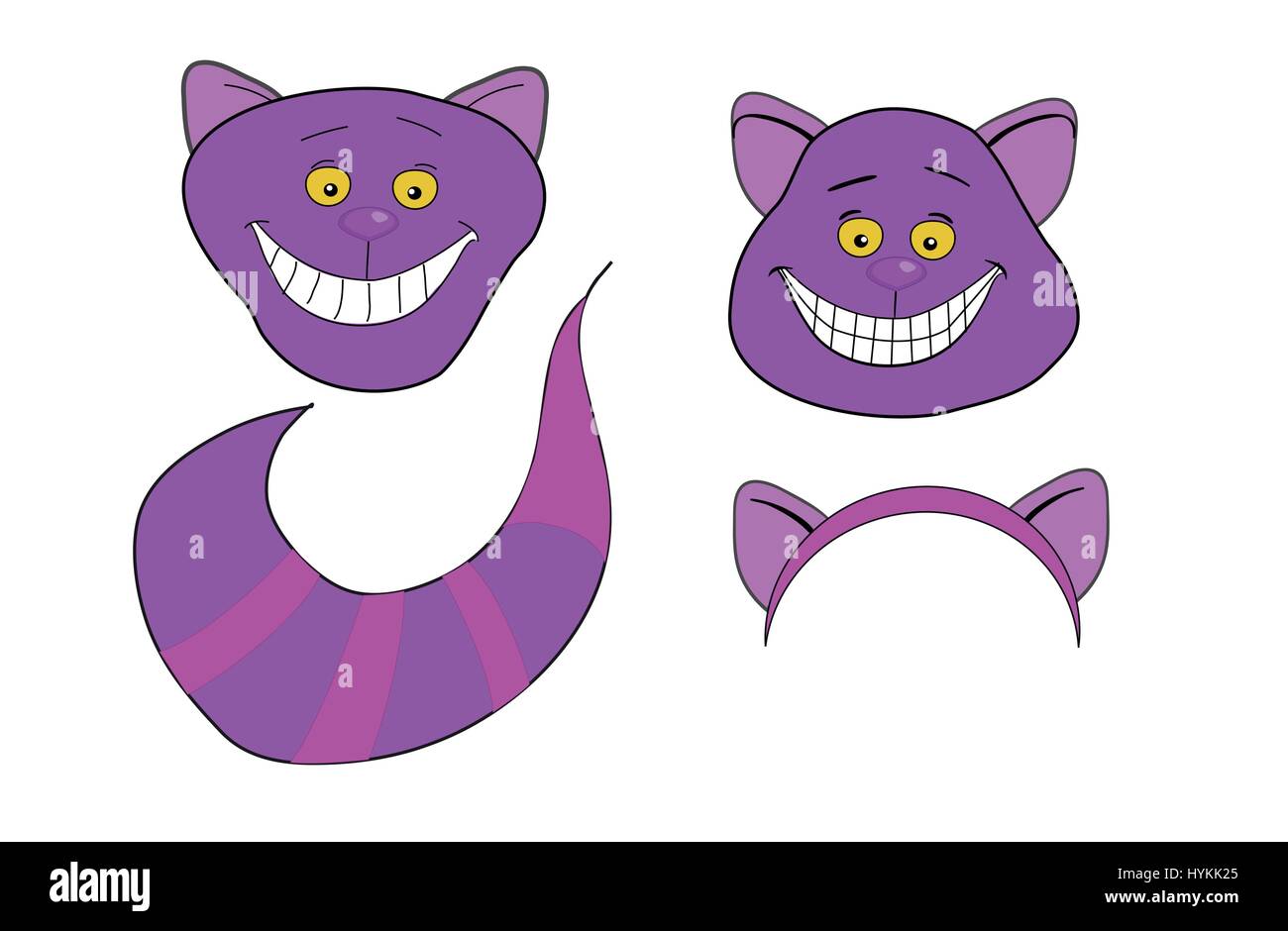 Cheshire Cat. Magic animal with long tail. Stock Vector