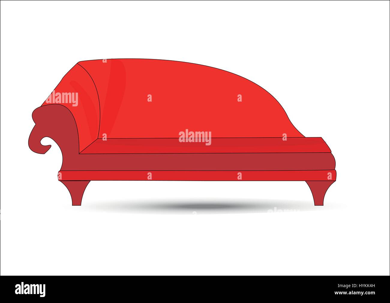 Big red Sofa on white background Stock Vector