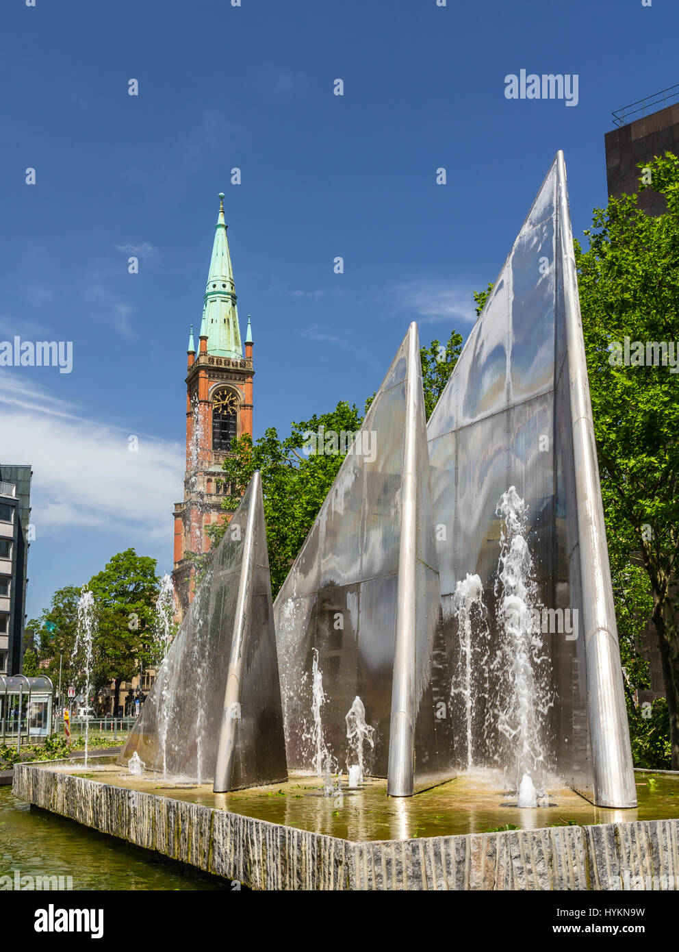 Modern fountain in Dusseldorf, Germany Stock Photo