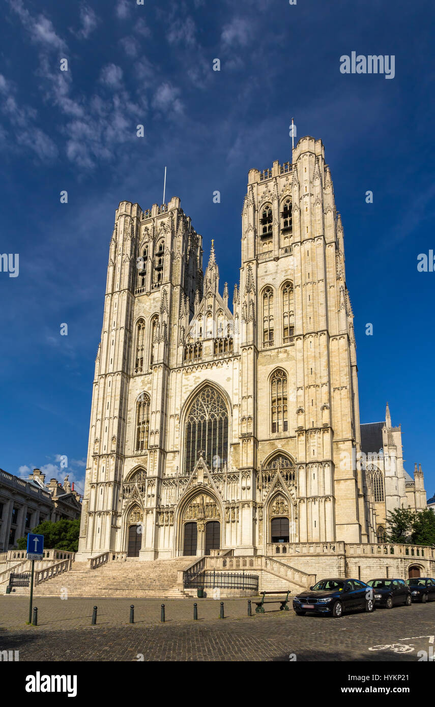Cathedral of St. Michael and St. Gudula in Brussels, Belgium Stock Photo