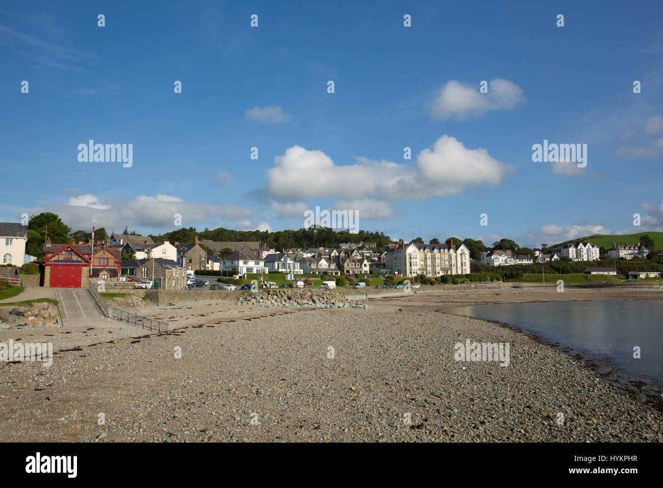Elevated view Criccieth North Wales UK historic coastal town in summer