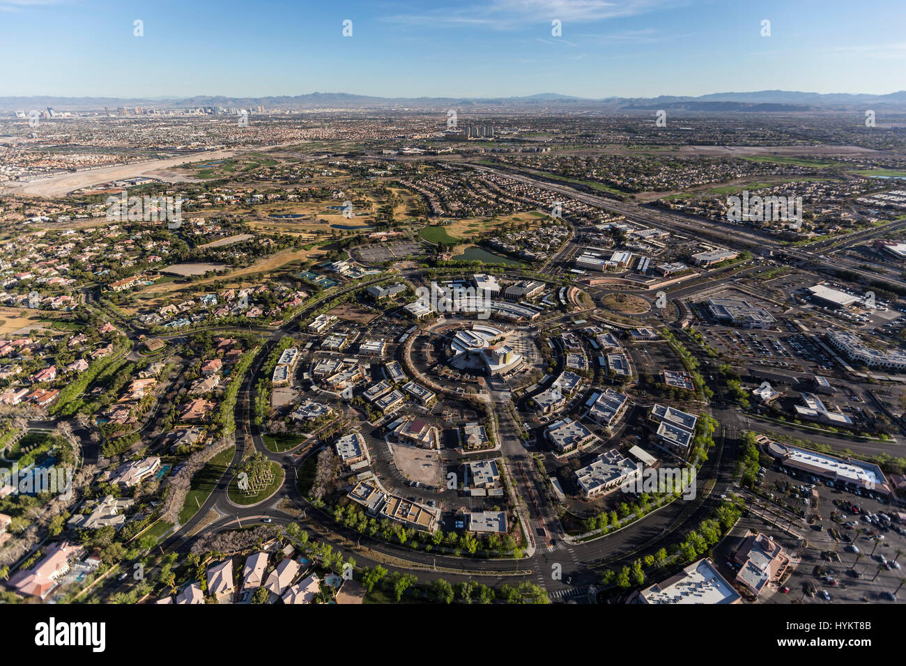 Aerial view of the Summerlin community in Las Vegas, Nevada. Stock Photo