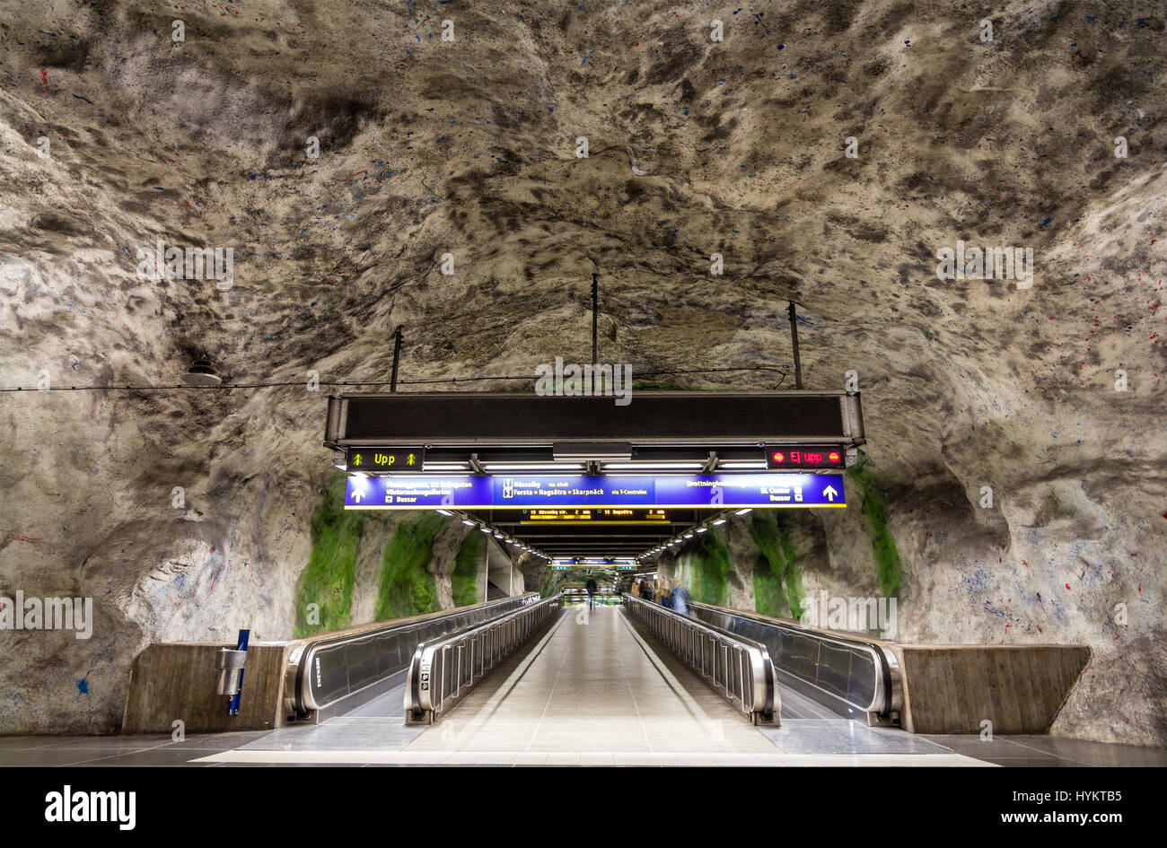 Travolators in Fridhemsplan metro station, Stockholm, Sweden Stock