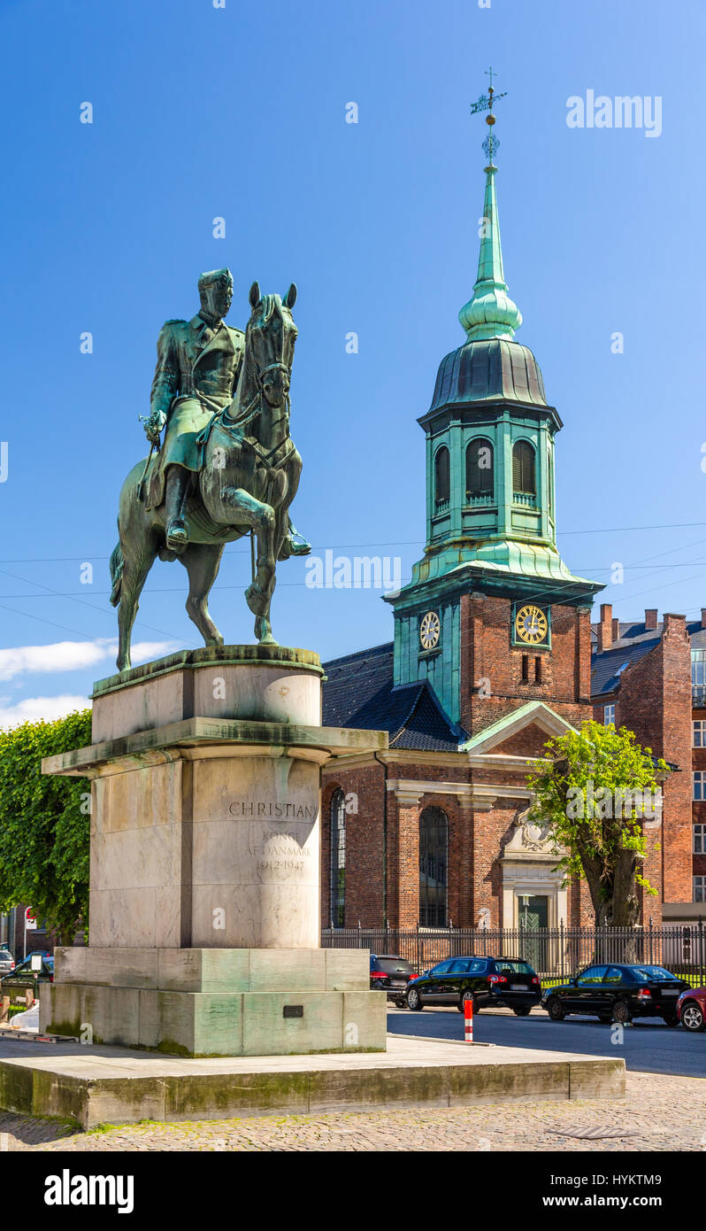 Equestrian Statue of King Christian X in Copenhagen Stock Photo