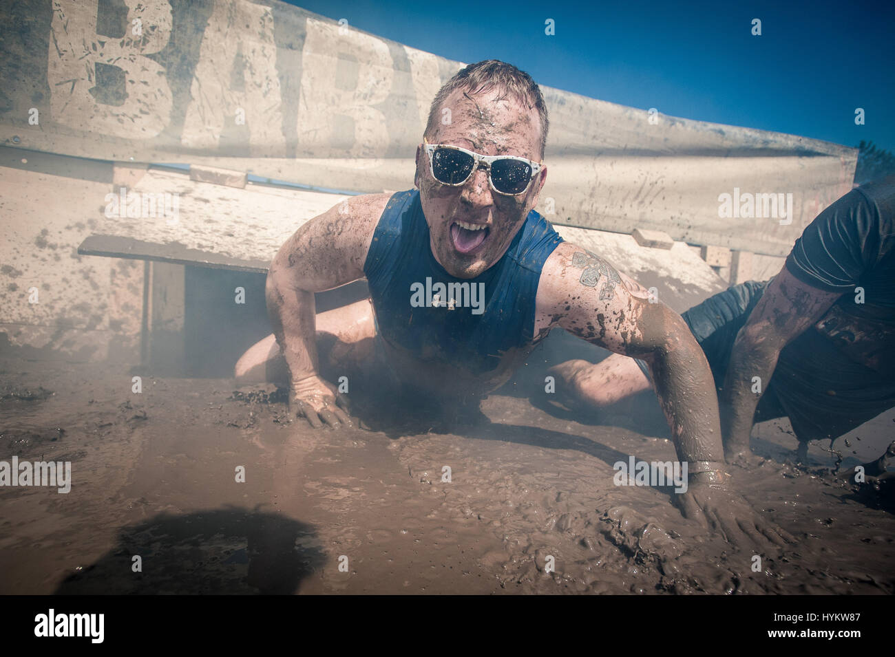 WISCONSIN, USA TOUGH MUDDERS are pictured tackling the famously