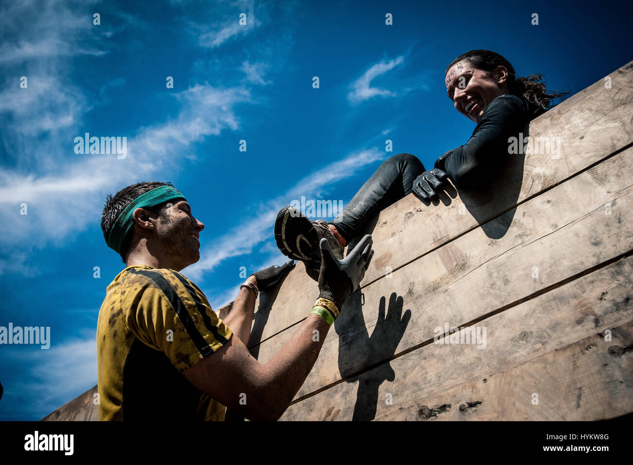 WISCONSIN, USA TOUGH MUDDERS are pictured tackling the famously