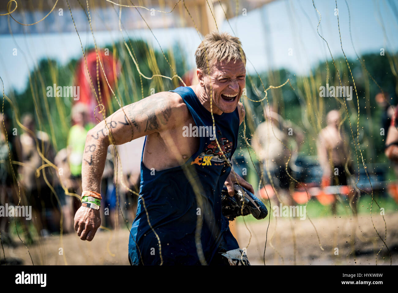 WISCONSIN, USA TOUGH MUDDERS are pictured tackling the famously