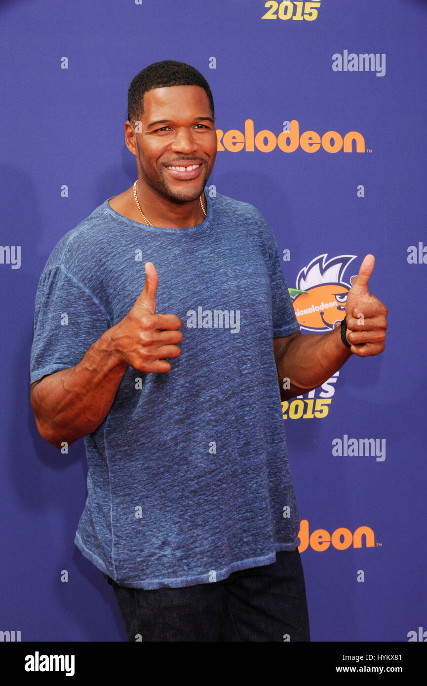 Michael Strahan attends the 2015 Nickelodeon Kids Choice Sports Awards at UCLA on July 16th, 2015 in Los Angeles, California. Stock Photo