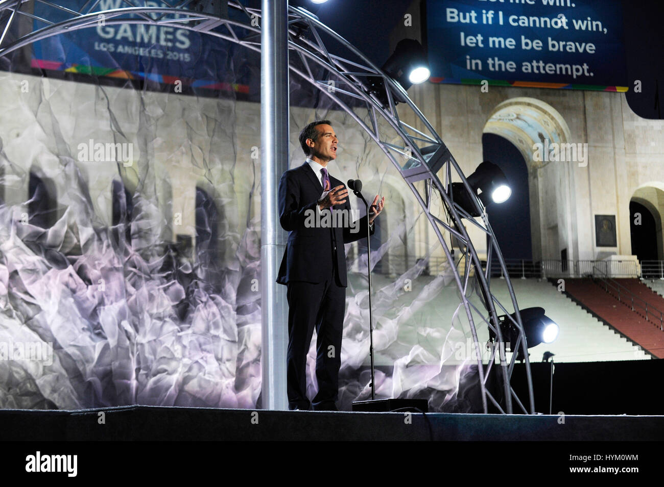 Los Angeles Mayor Eric Garcetti at the Special Olympics World Games ...