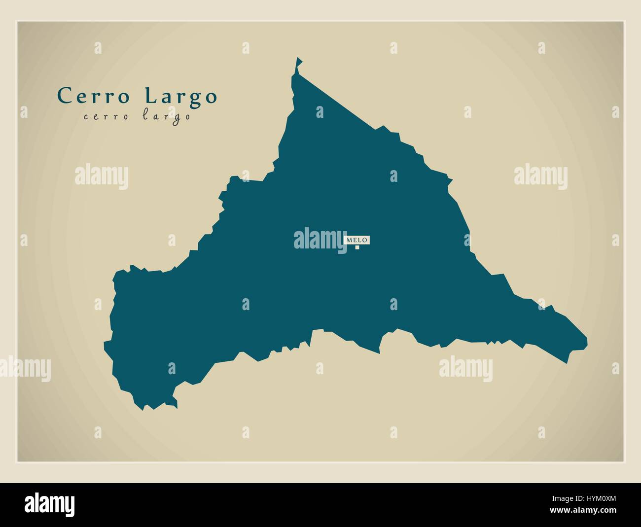 Modern Map - Cerro Largo UY Stock Vector