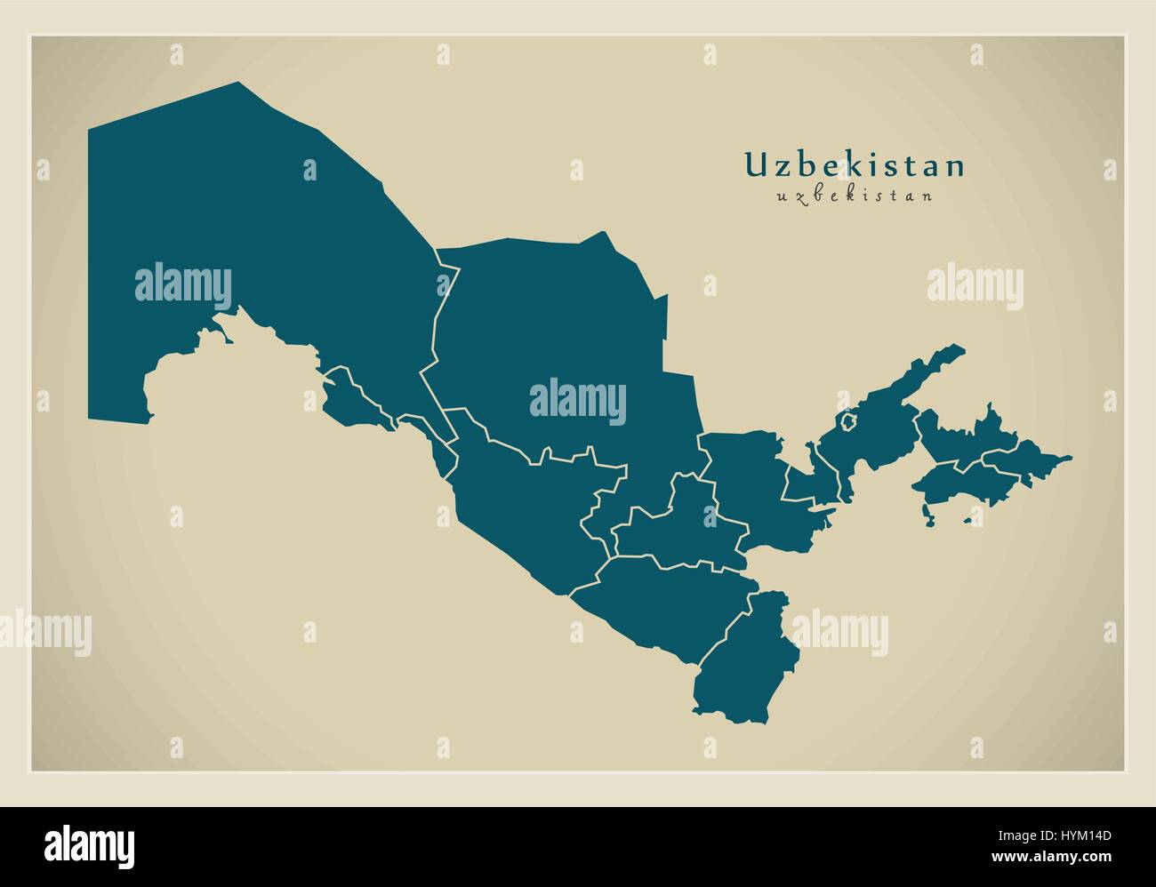 Modern Map - Uzbekistan with provinces UZ Stock Vector