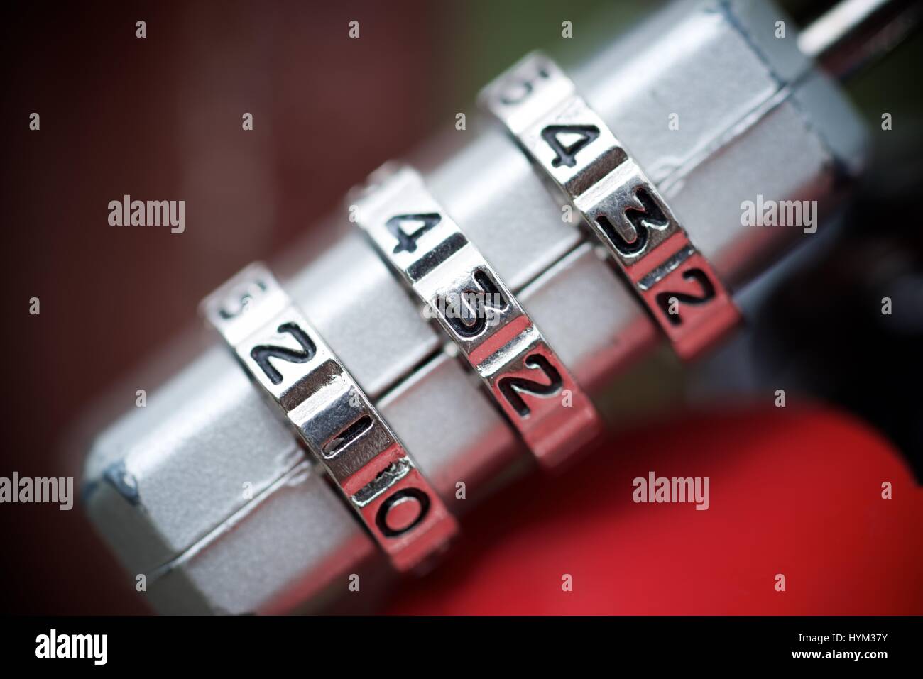View of a padlock combination numbers Stock Photo Alamy