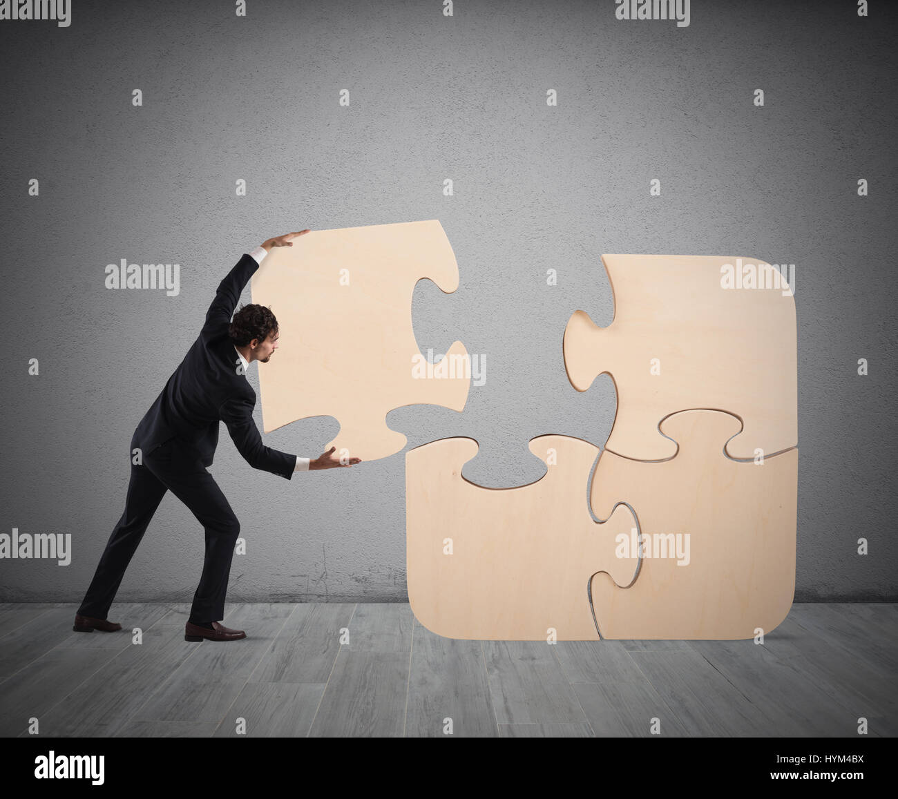 Complete a puzzle with missing piece Stock Photo
