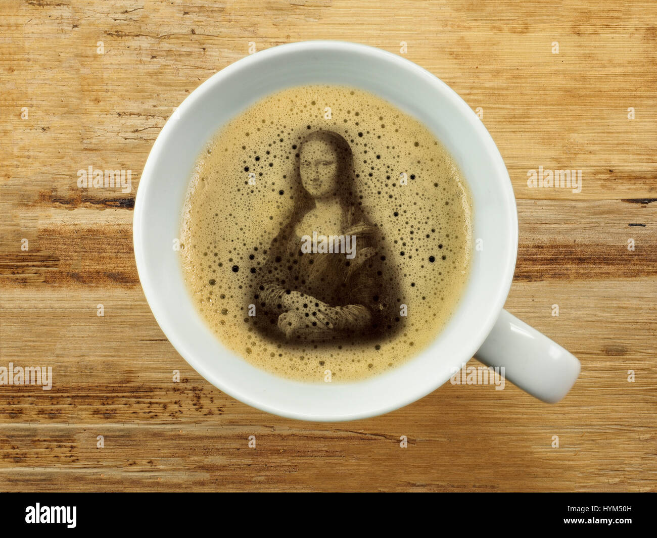 Mona lisa in coffee froth Stock Photo