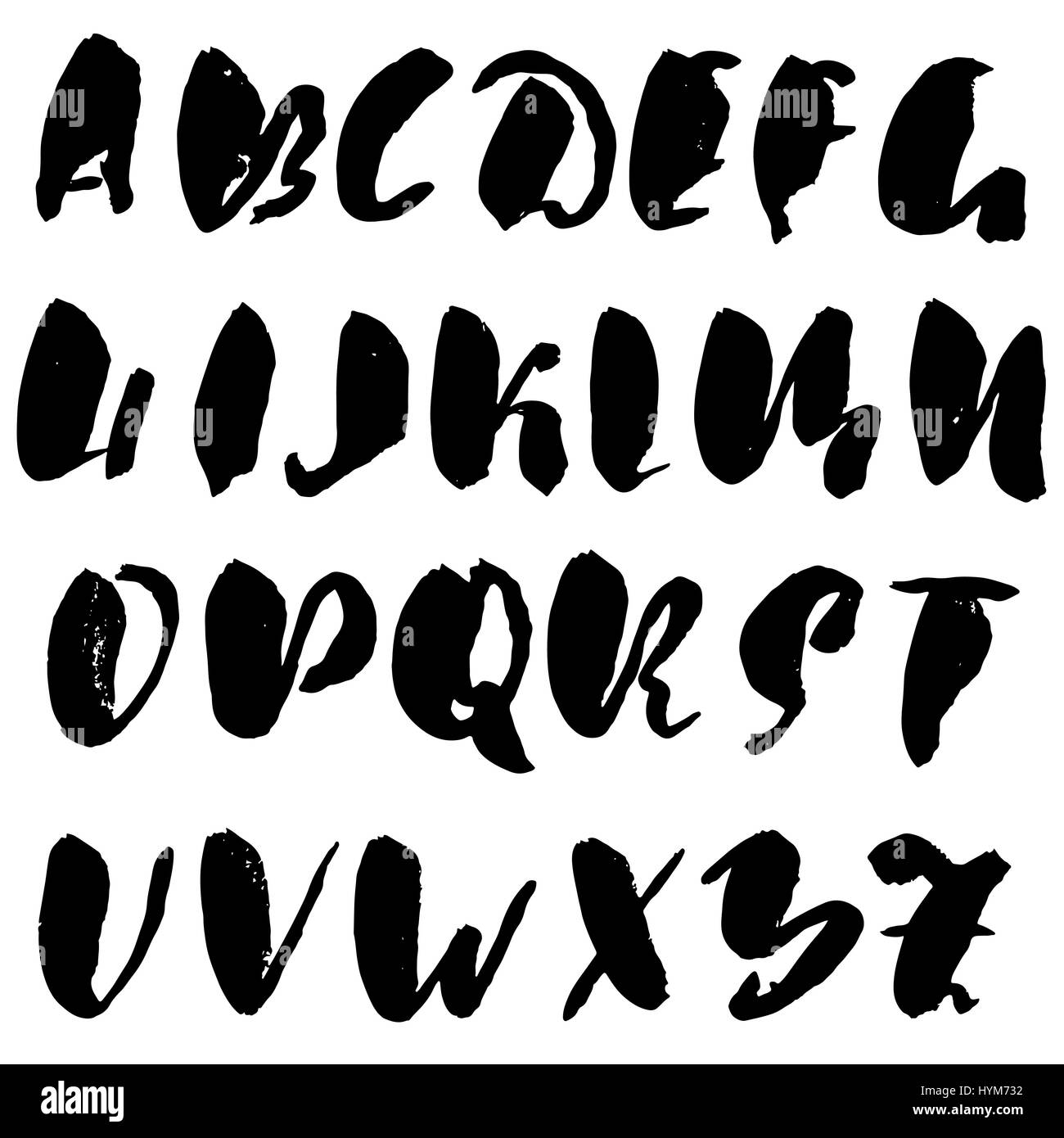 Hand drawn dry brush font. Modern brush lettering. Grunge style ...